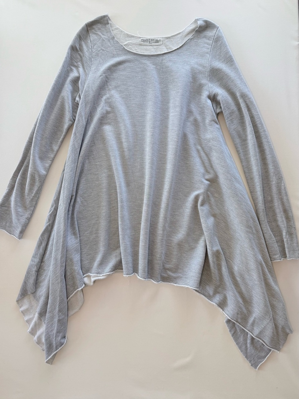 Project Social T Light Gray Asymmetrical Handkerchief Hem Tunic